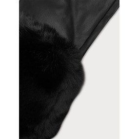 Černá bunda z eko kůže s kožešinovou podšívkou J Style (11Z8079)
