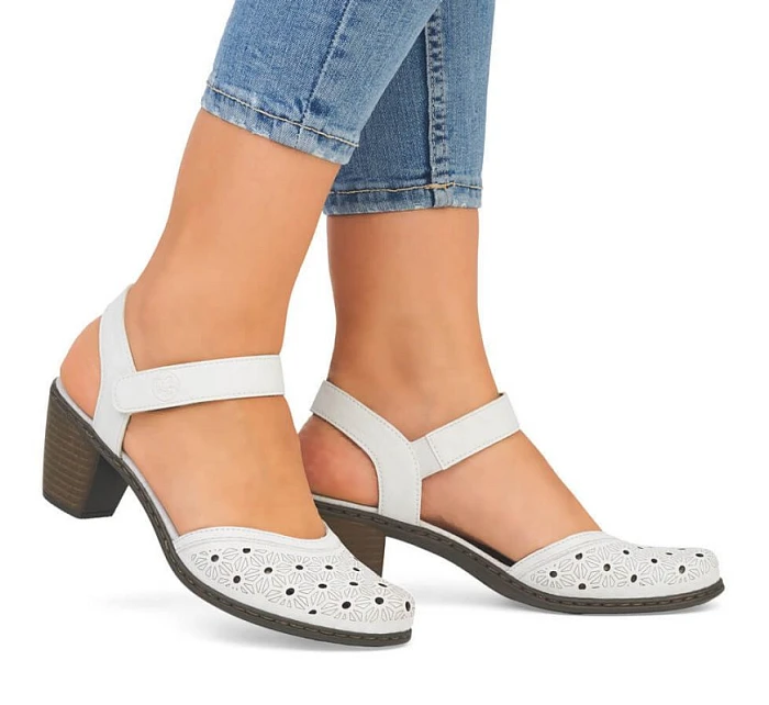 Kožené pohodlné sandály W model 22066508 white - Rieker