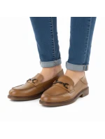 Dámské kožené mokasíny polobotky camel model 22015075 - VINCEZA Dámské kožené mokasíny polobotky camel model 22015075 - VINCEZA