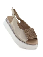 Dámské sandály na silné zlaté platformě model 22015147 - Potocki