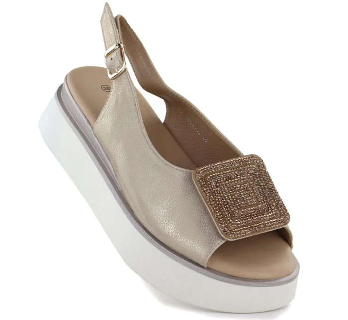 Dámské sandály na silné zlaté platformě model 22015147 - Potocki