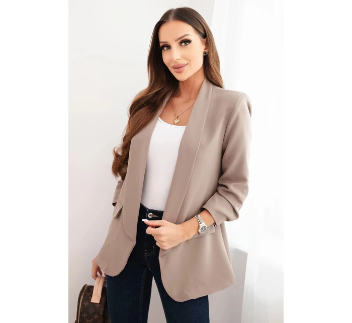 Dámská sako bez zapínání s podšívkou S/M fango
