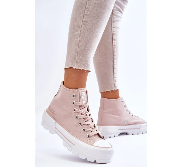 Vysoký Látkové tenisky na platformě Big Star LL274157 Nude