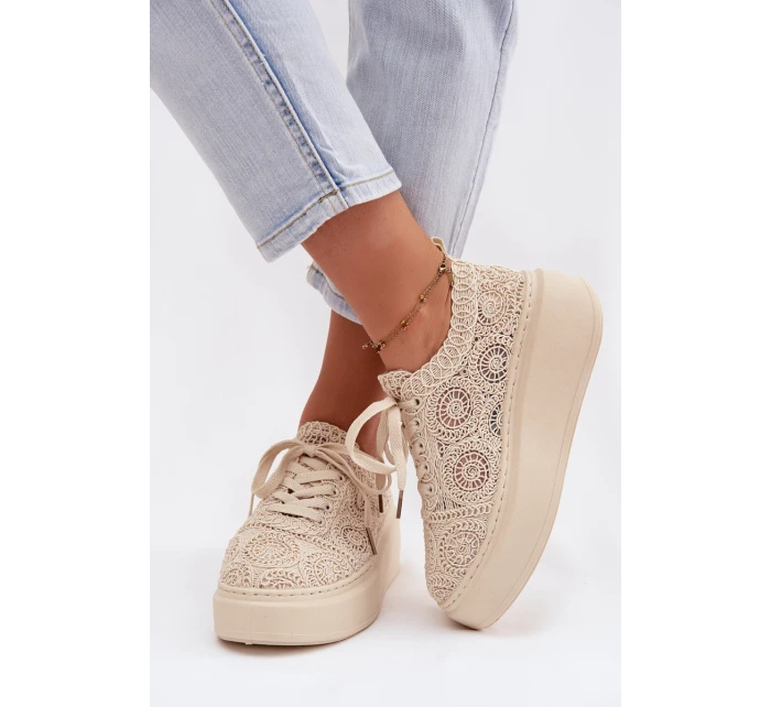 Spletané dámské tenisky na platformě Béžové Evalora Spletané dámské tenisky na platformě Béžové Evalora