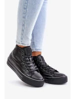 Zateplené Dámské Tenisky Na Platformě Černé Zateplené Dámské Tenisky Na Platformě Černé