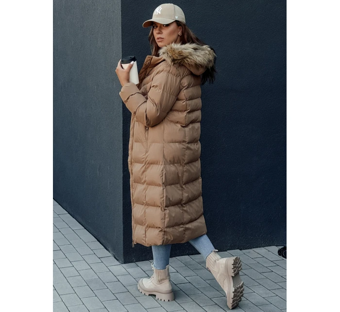 Dámský zimní kabát LUXWARM tmavě béžový FashionStreet TY4375
