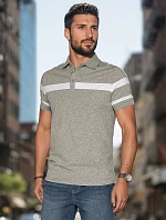 Pánská polokošile s pruhy šedá FashionStreet PX0629
