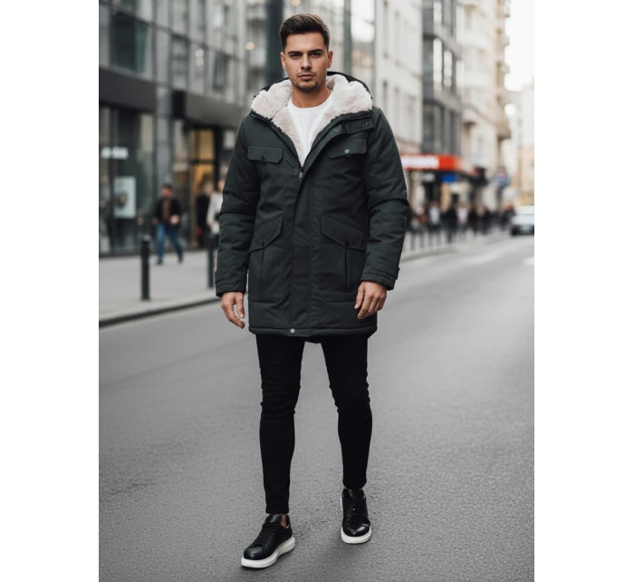 Pánská zimní bunda parka s kapucí zelená FashionStreet TX4961z Pánská zimní bunda parka s kapucí zelená FashionStreet TX4961z