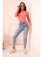 Dámská klasická bavlněná blůza s krátkým rukávem modrá