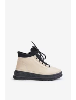 Lehká Kožená Sportovní Obuv Na Platformě Béžová model 21673227 - Artiker Lehká Kožená Sportovní Obuv Na Platformě Béžová model 21673227 - Artiker