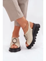 Dámské Kožené Sandály Na Klínu S Ozdobou Béžové Artiker model 21695584 - Boto