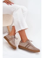 Semišové Nízké Tenisky Dámské Tmavě Béžové model 21703477 - Zazoo