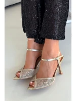 Dámské sandály na jehlovém podpatku s zlatým zdobením Peloria Dámské sandály na jehlovém podpatku s zlatým zdobením Peloria