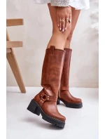 Dámské kožené kozačky Camel  model 21069641 - SWEET SHOES