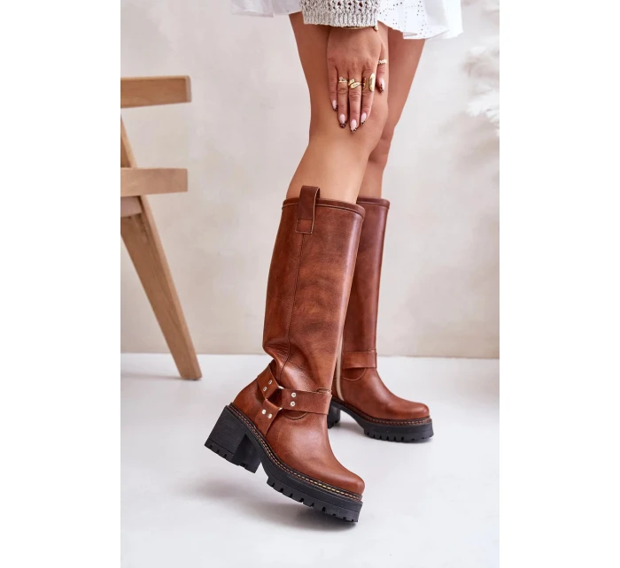 Dámské kožené kozačky Camel  model 21069641 - SWEET SHOES