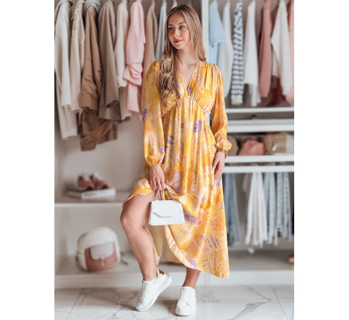 Jedna velikost maxi květinových šatů LILOVIE žlutá FashionStreet EY2574