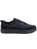 Černé pánské sportovní kožené polobotky v stylu model 22323654 - Big Star Černé pánské sportovní kožené polobotky v stylu model 22323654 - Big Star