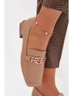 Kožené dámské mokasíny s ozdobným detailem model 22031816 Béžové - D&A Kožené dámské mokasíny s ozdobným detailem model 22031816 Béžové - D&A