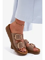 Kožené pantofle s pásky Maciejka P7537-04 Béžové