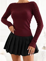 Sweter CS SW model 22559231 bordowy - FPrice Sweter CS SW model 22559231 bordowy - FPrice
