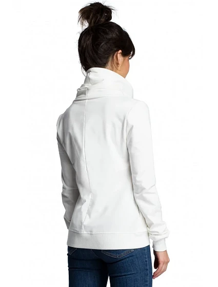 model 15097749 Mikina na zip ecru barva - BeWear model 15097749 Mikina na zip ecru barva - BeWear