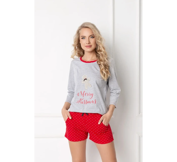 Pyžamo Cookie Short Grey-Red - Aruelle Pyžamo Cookie Short Grey-Red - Aruelle