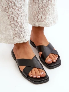 Dámské ploché pantofle vyrobené z eko kůže S.Barski Černá