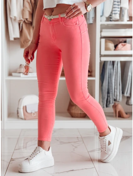 Dámské úzké kalhoty s páskem VIVASKIN světle růžové FashionStreet UY2468 Dámské úzké kalhoty s páskem VIVASKIN světle růžové FashionStreet UY2468
