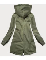 Dlouhá rozepínací dámská mikina v khaki barvě model 15819863 - LHD Dlouhá rozepínací dámská mikina v khaki barvě model 15819863 - LHD
