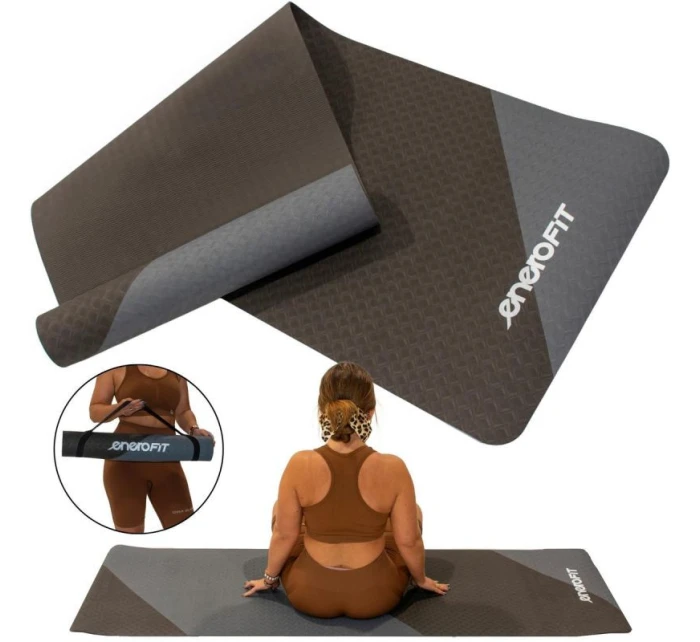 PODLOŽKA NA JÓGU A FITNESS TPE PROTISKLUZOVÁ ŠEDÁ/ČERNÁ ENERO FIT