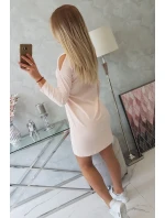 Šaty s 3D grafikou a zdobenými volánky pudrově růžové Šaty s 3D grafikou a zdobenými volánky pudrově růžové