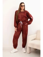 Dámská oversize souprava z viskózy s efektem praní bordová Dámská oversize souprava z viskózy s efektem praní bordová