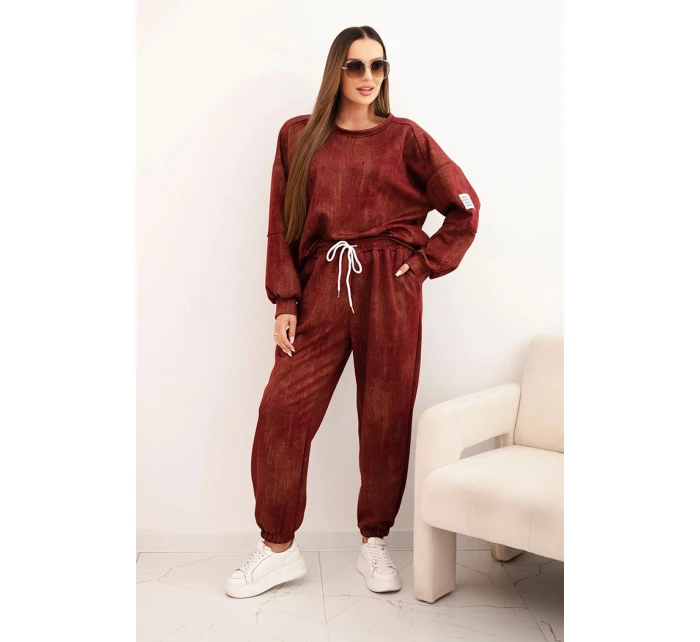 Dámská oversize souprava z viskózy s efektem praní bordová Dámská oversize souprava z viskózy s efektem praní bordová