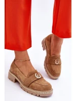 Elegantní mokasíny tmavě béžové semišové model 21613258 - Boto