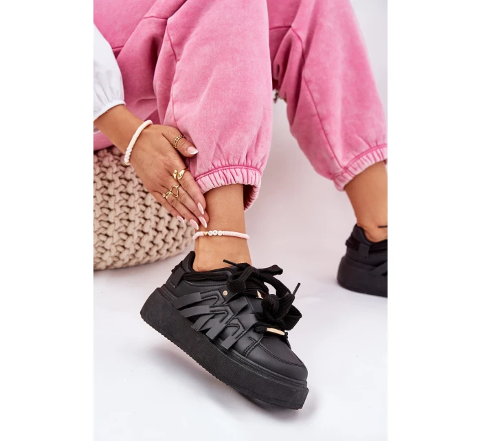 Ekokožené Sneakersy Na Platformě Černé Penolle Ekokožené Sneakersy Na Platformě Černé Penolle