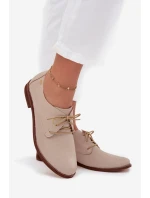 Dámské kožené elegantní šněrovací polobotky model 21707333 béžové - Zazoo