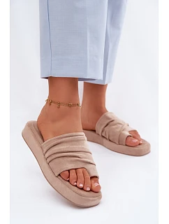 Dámské pantofle s řasením Béžové Gelmira