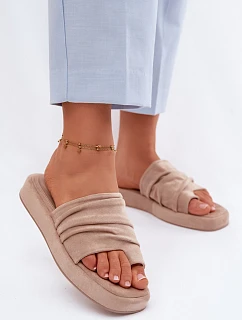 Dámské pantofle s řasením Béžové Gelmira