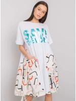 Sukienka DHJ SK model 21314322 biało beżowy - FPrice Sukienka DHJ SK model 21314322 biało beżowy - FPrice