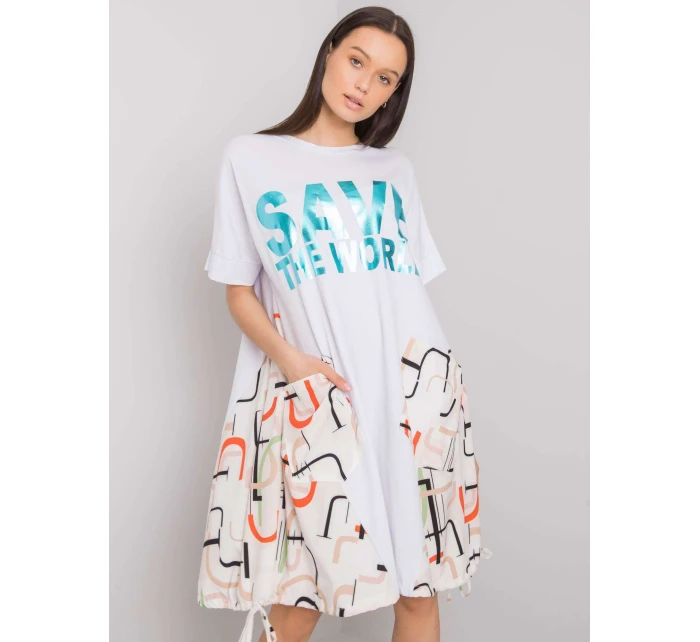 Sukienka DHJ SK model 21314322 biało beżowy - FPrice Sukienka DHJ SK model 21314322 biało beżowy - FPrice