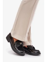 Dámské lakované mokasíny s mašlí S.Barski – černé