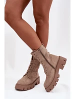 Dámské kotníkové boty worker s ozdobou Melisse – béžové Dámské kotníkové boty worker s ozdobou Melisse – béžové