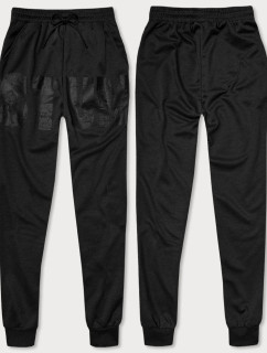 Černé pánské teplákové kalhoty s potiskem model 18406782 - J.STYLE