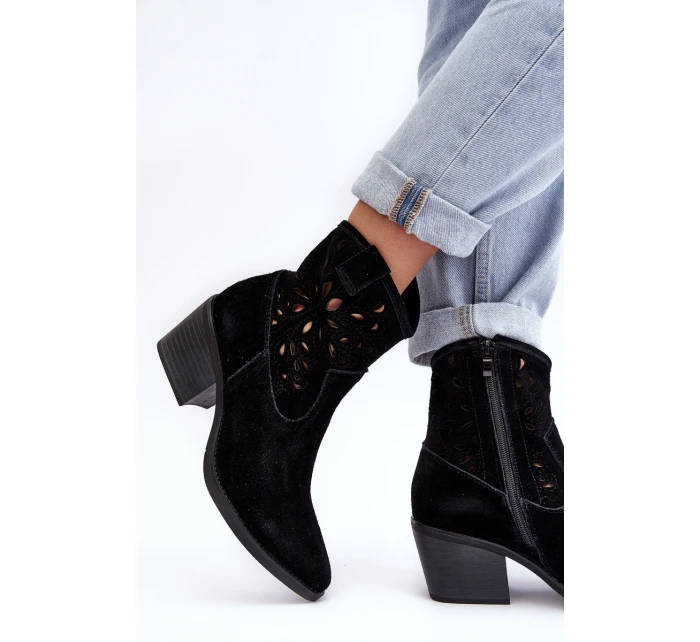 Kožené Křoví Boty S Průhledným Designem D&A SN622-20 Černá