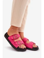 Dámské Pantofle Na Platformě S Přezkami Fuchsie model 21688697 - Boto