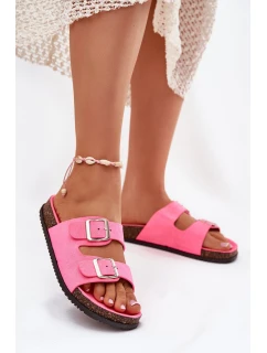 Dámské Pantofle S Přezkami Neonově Růžové Oliena