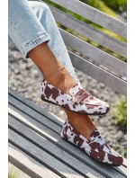 Loafersy Mokasyny Dámské Ploché V Látách Hnědo-Bílé Soreline Loafersy Mokasyny Dámské Ploché V Látách Hnědo-Bílé Soreline