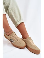 Dámské tenisky s kůží Big Star Béžové model 22042750 - Big Star Shoes