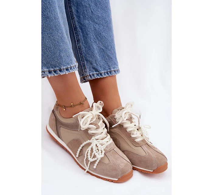 Kožené semišové dámské tenisky Big Star TT274677 béžové