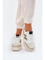 Dámské sportovní tenisky na platformě – béžové s panterím vzorem Lorori